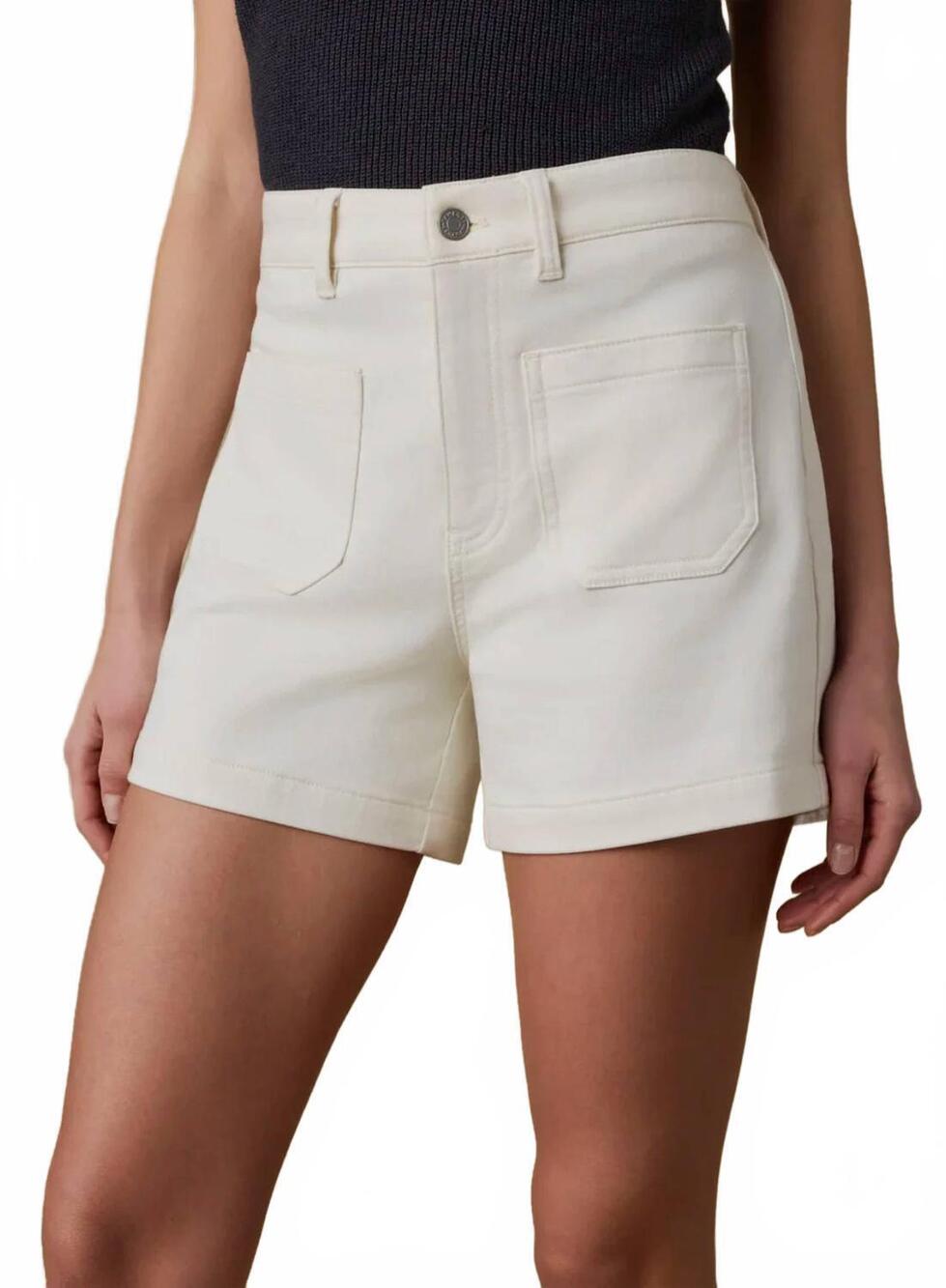 NEW FAHERTY stretch terry patch pocket short in egret